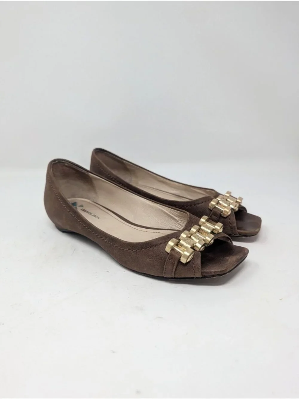 Vintage Y2K Daniblack Brown Suede Flats 6 Open Toe